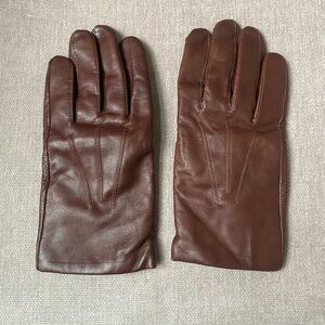 Grant Thomas Men’s Brown Leather Gloves Cashmere Lined Size M